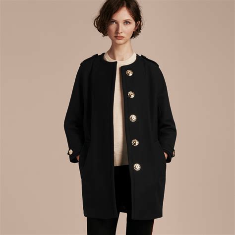 burberry collarless wool coat|burberry black wool coat women's.